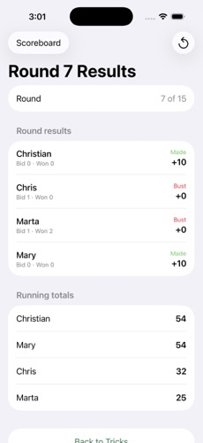 Round results with running totals